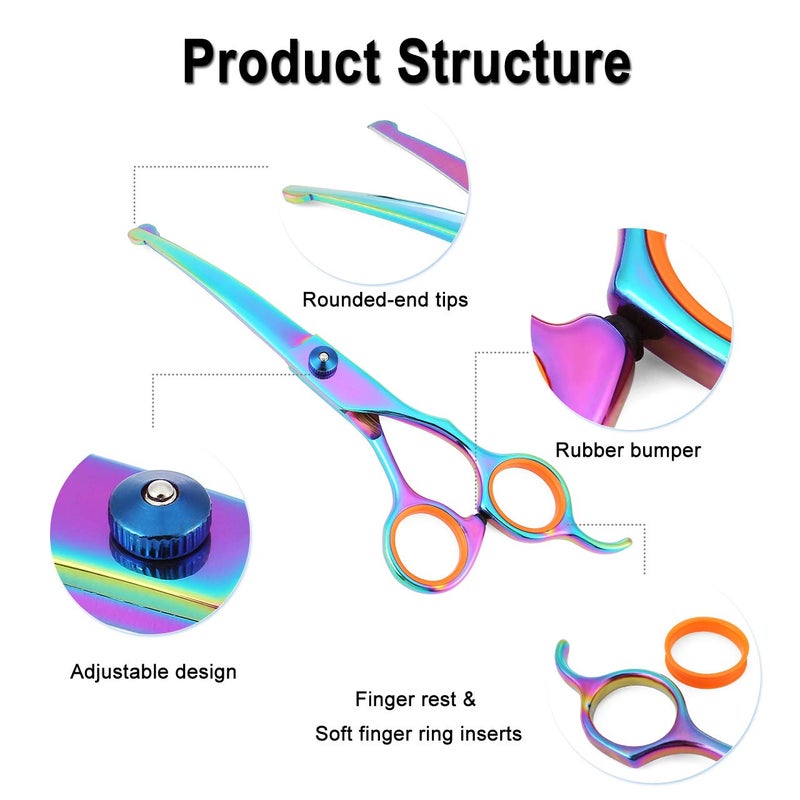 Mogoko Cat Dog Curved Scissors with Safe Round Tip, Stainless Steel Pet Grooming Shears - Image 3